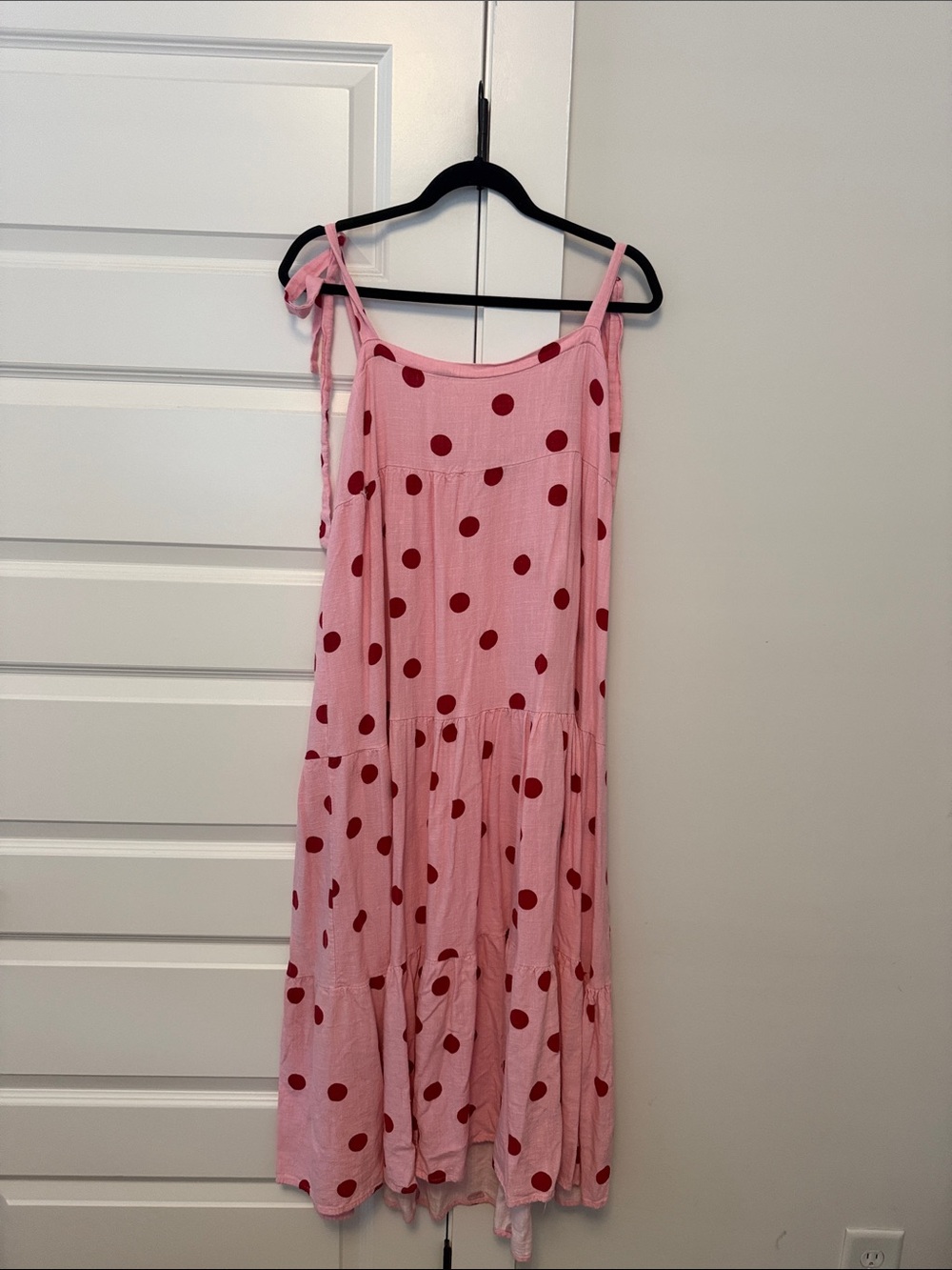 Petal & Pup Pink Maxi Dress with Red Polka Dots